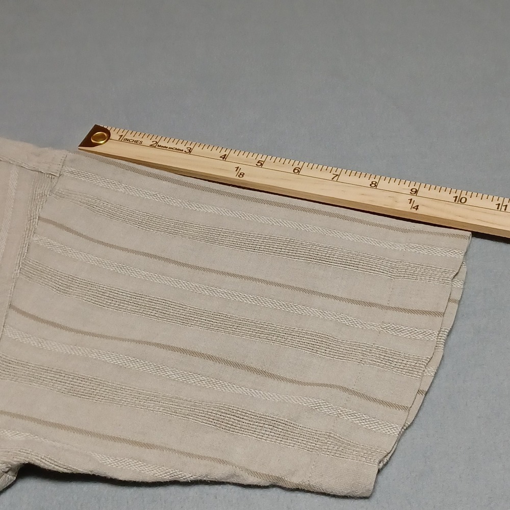 Tony Lambert Design Group Mens Medium Beige Textured Stripe Cotton SS Button Dwn - Picture 6 of 9